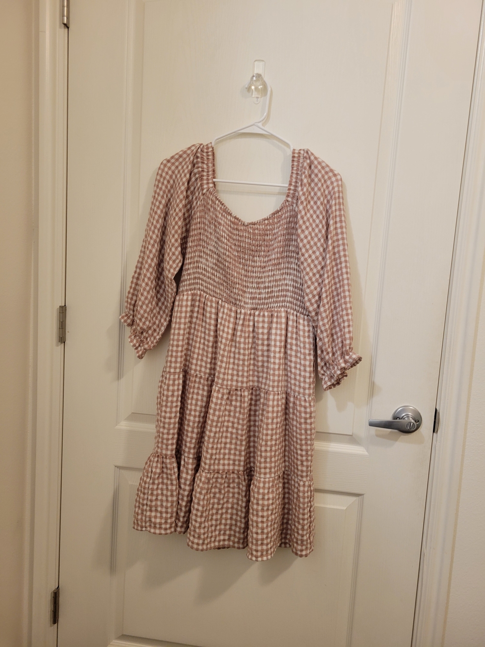 orange creek Mauve Gingham Smocked Tiered Dress